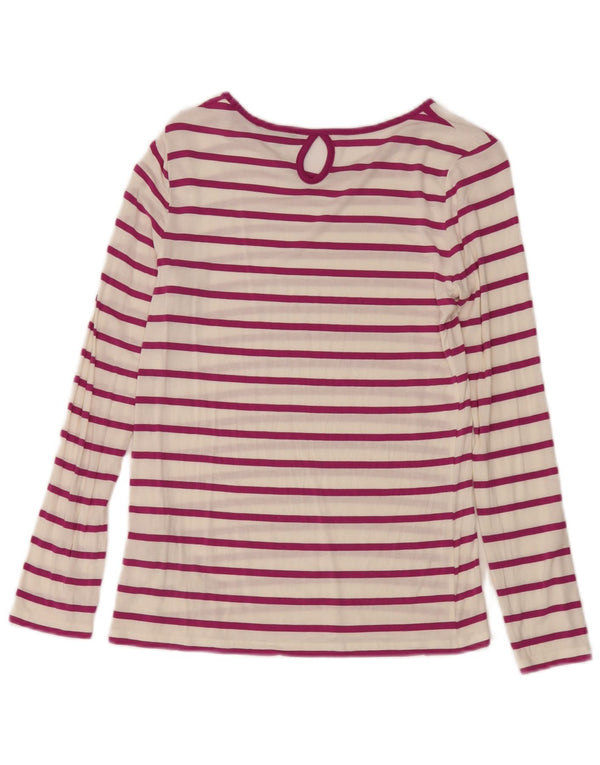 Top feminino Massimo Dutti de manga comprida UK 10 modal listrado branco pequeno