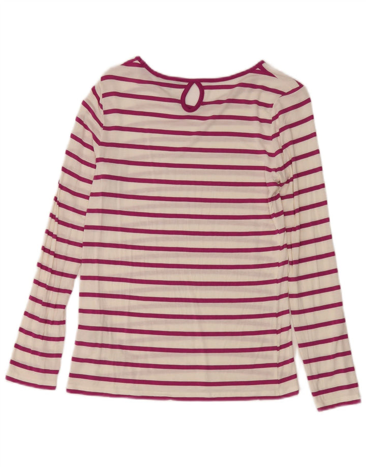 Top feminino Massimo Dutti de manga comprida UK 10 modal listrado branco pequeno