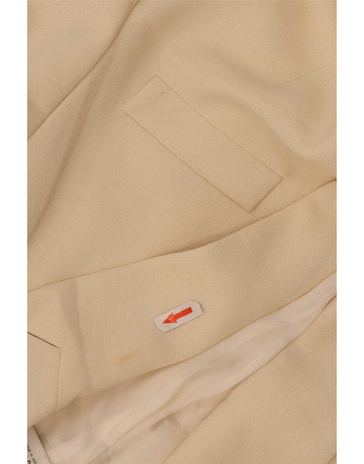 Jaqueta blazer feminina Zara com peito duplo Reino Unido 14 poliéster bege médio