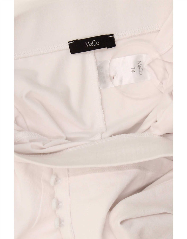 M&Co Leggings Capri Feminino Reino Unido 14 Grande Algodão Branco