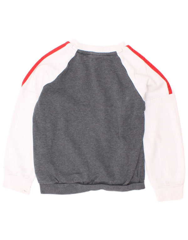 Adidas Meninos Moletom Gráfico Jumper 7-8 Anos Cinza Colorblock Algodão