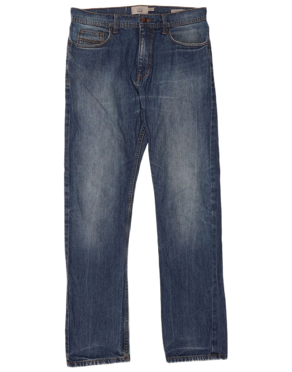 Jeans Marks & Spencer masculino regular fit reto W32 L33 algodão azul