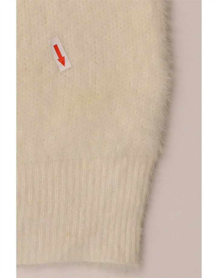 Suéter feminino Marks & Spencer com decote em V Reino Unido 16 grande off white