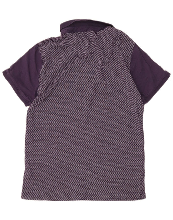 Camisa polo masculina French Connection grande algodão listrado roxo