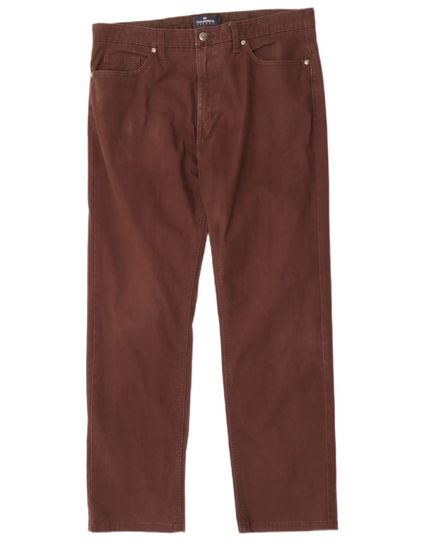 Calça casual masculina Marks & Spencer Blue Harbor cônica W34 L29 marrom