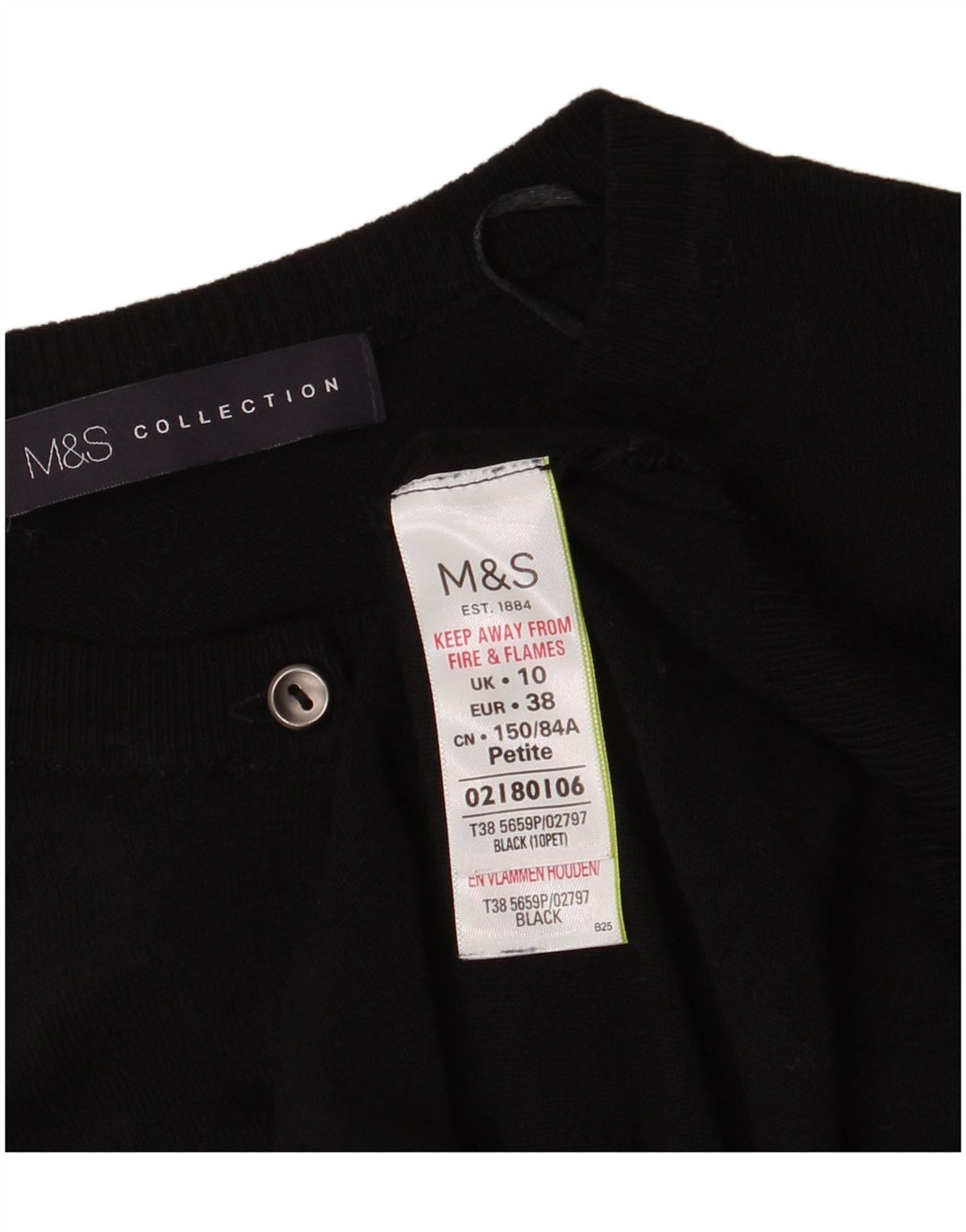 Suéter cardigã feminino Marks & Spencer Reino Unido 10 pequeno viscose preta