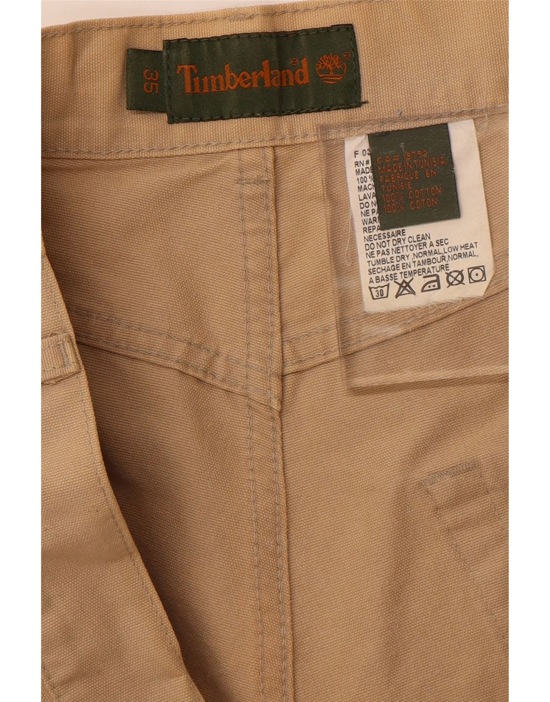 TIMBERLAND Mens Straight Casual Trousers W35 L33 Beige Cotton Vintage Timberland and Second-Hand Timberland from Messina Hembry 