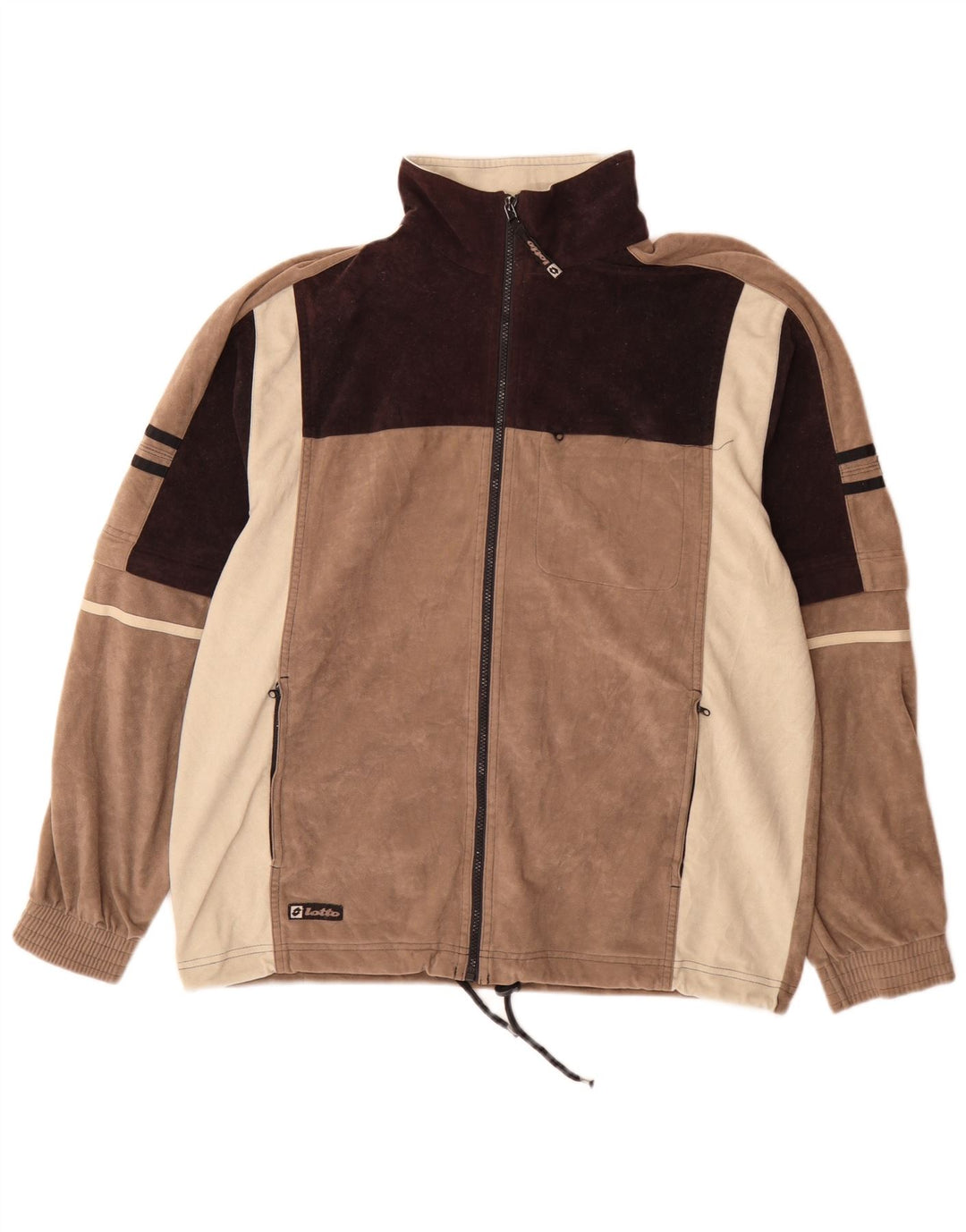 Jaqueta masculina de lã Lotto UK 42/44 XL marrom colorblock poliéster