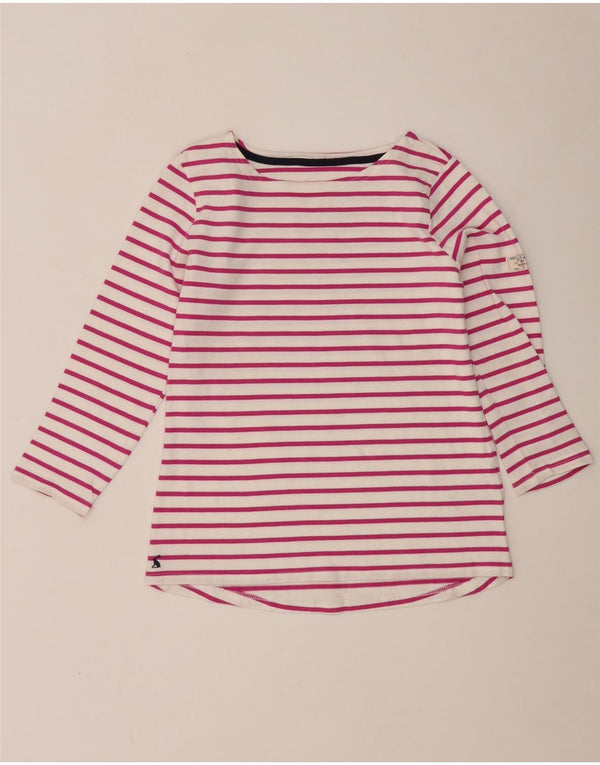 Top feminino Joules manga 3/4 Reino Unido 10 algodão listrado rosa pequeno