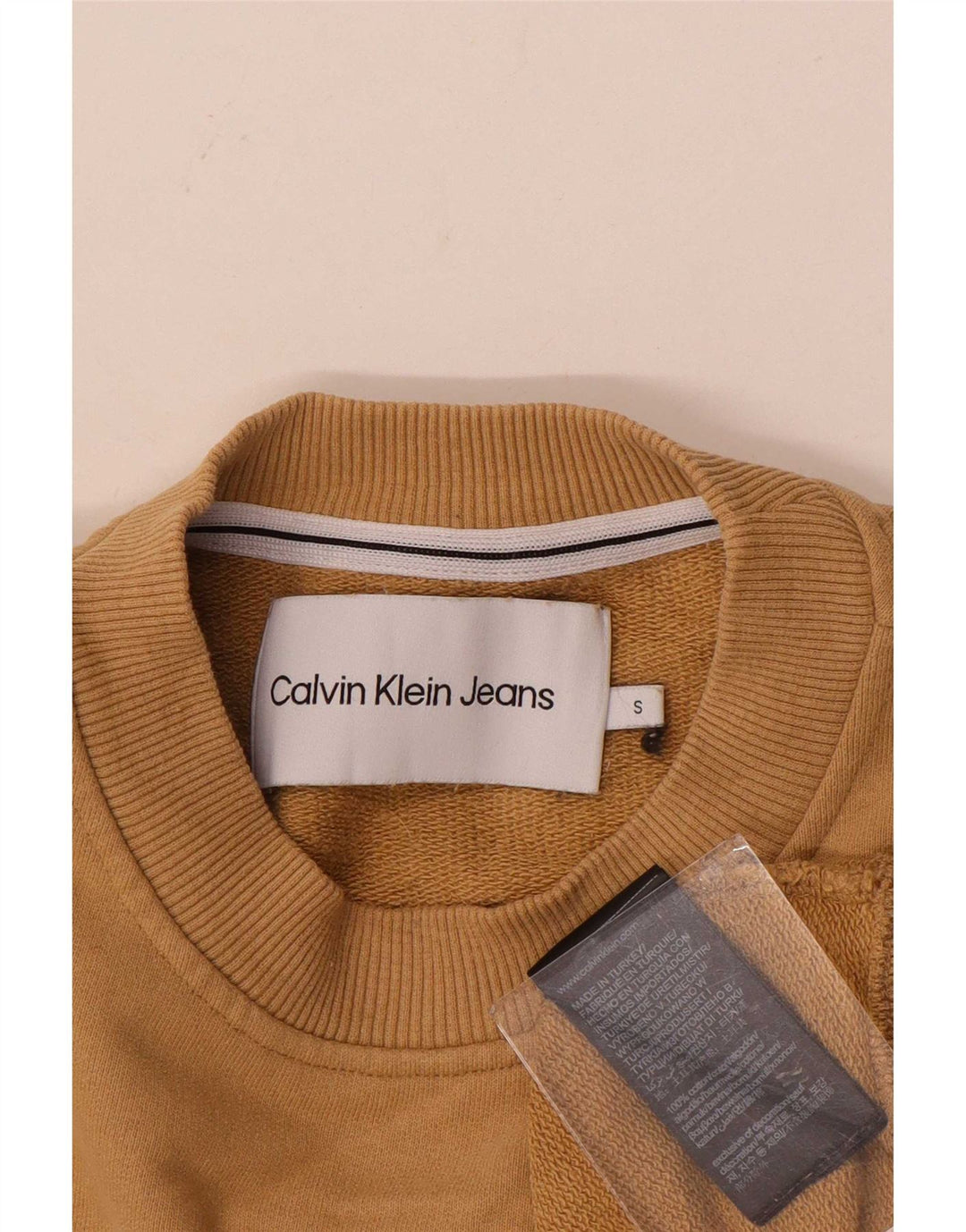 Calvin Klein Jeans feminino oversized moletom jumper Reino Unido 10 pequeno bege