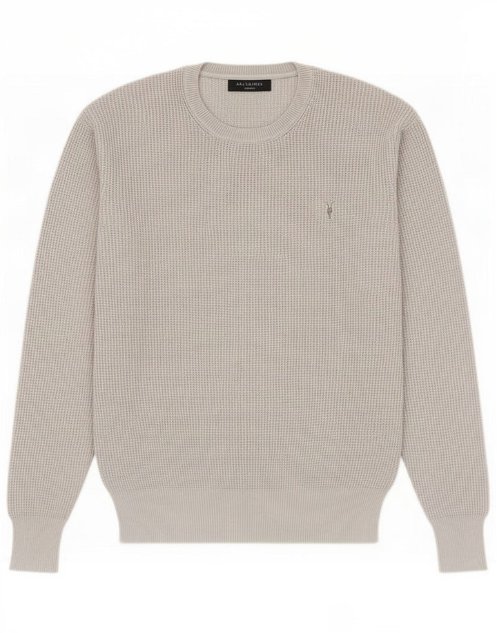 Suéter masculino All Saints com gola redonda e algodão cinza médio