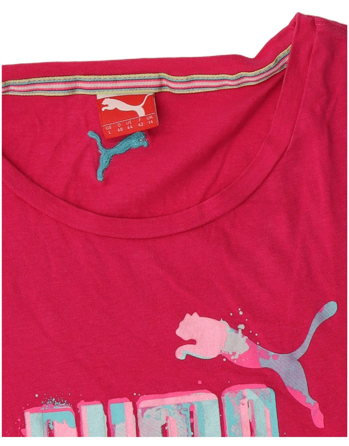 Puma Camiseta Feminina Graphic Top UK 14 Médio Rosa