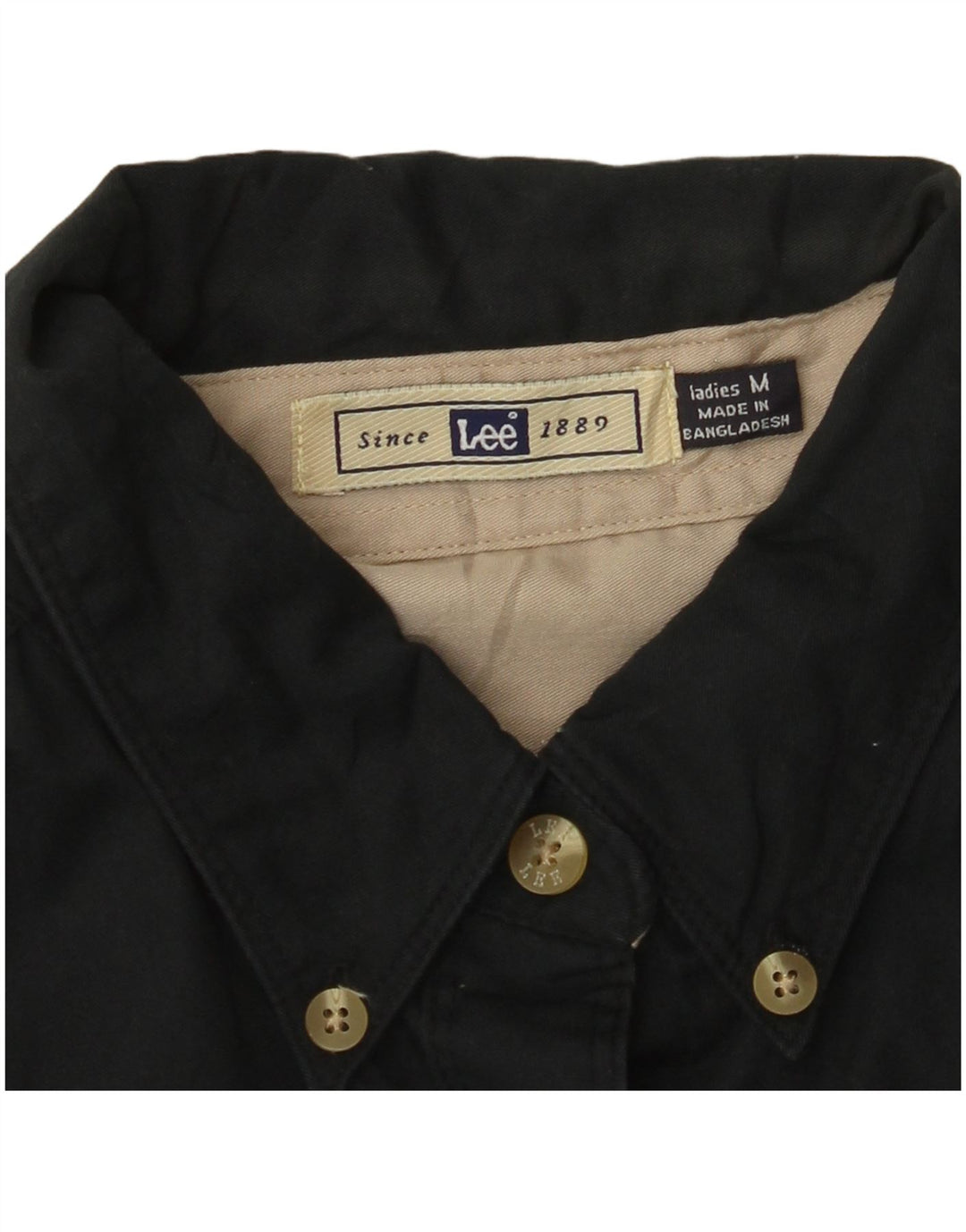 Camisa oversized feminina LEE Reino Unido 14 algodão preto médio
