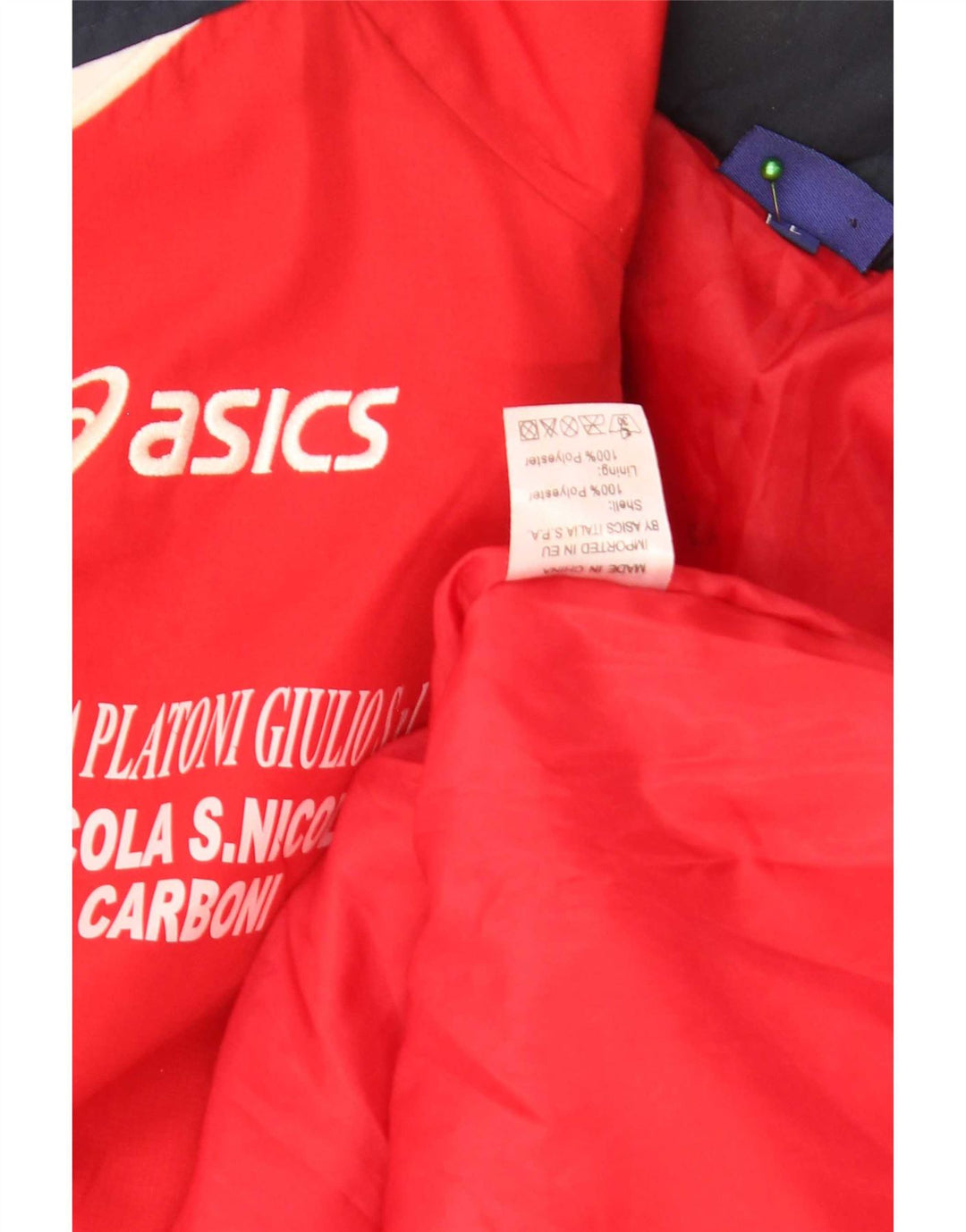 Jaqueta corta-vento masculina Asics Graphic UK 40 grande poliéster colorblock vermelho