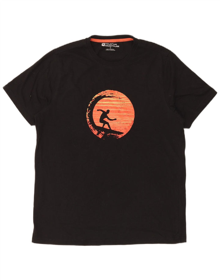 MOUNTAIN WAREHOUSE Camiseta gráfica masculina Top médio algodão preto