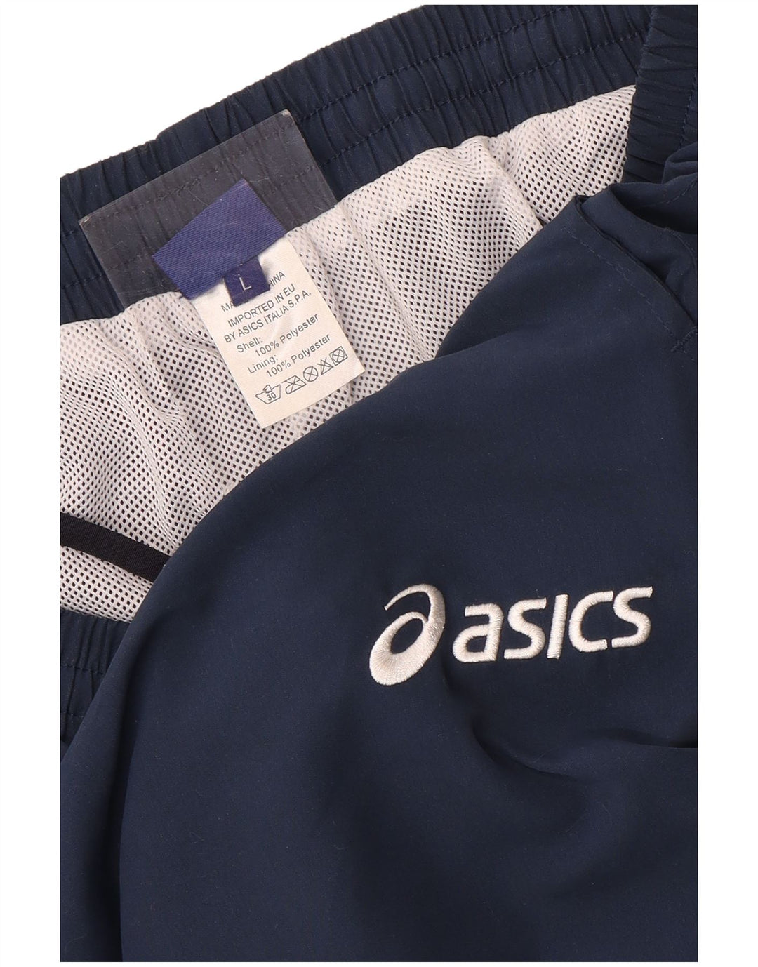 Calça de treino masculina Asics grande poliéster azul marinho