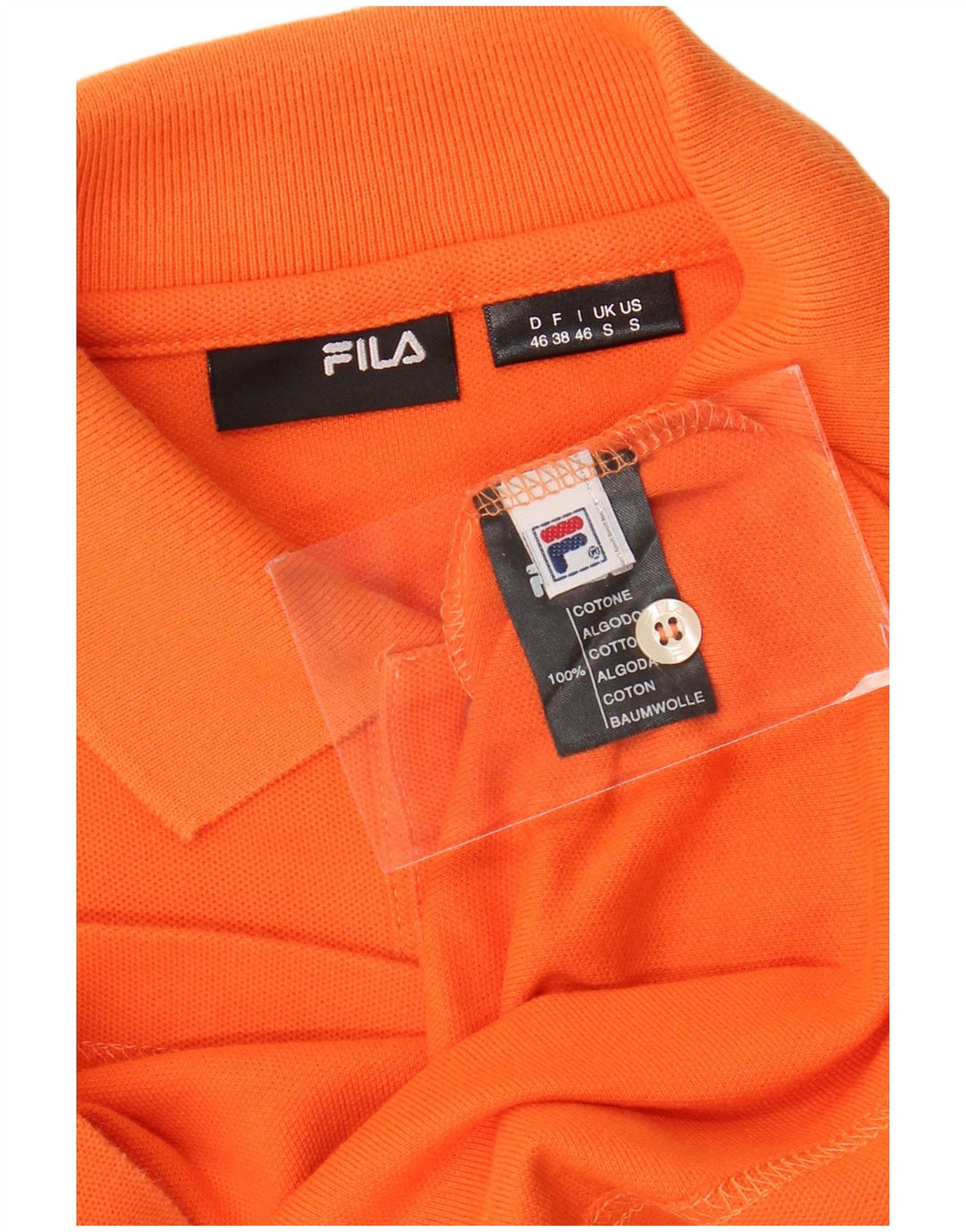 Camisa polo masculina Fila pequena laranja algodão