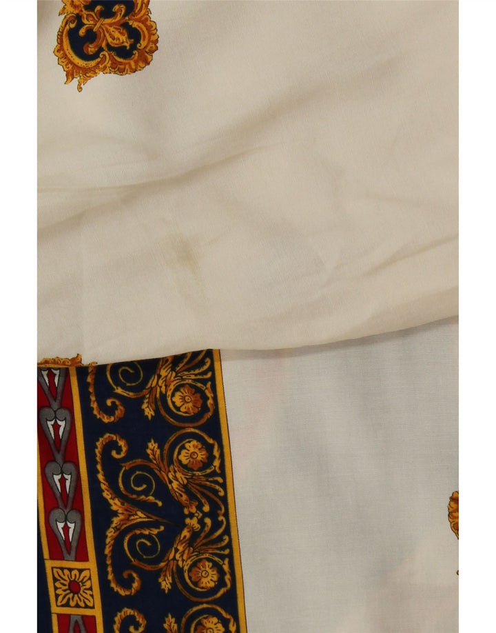 Camisa feminina VINTAGE com padrão abstrato IT 50 XL viscose branca