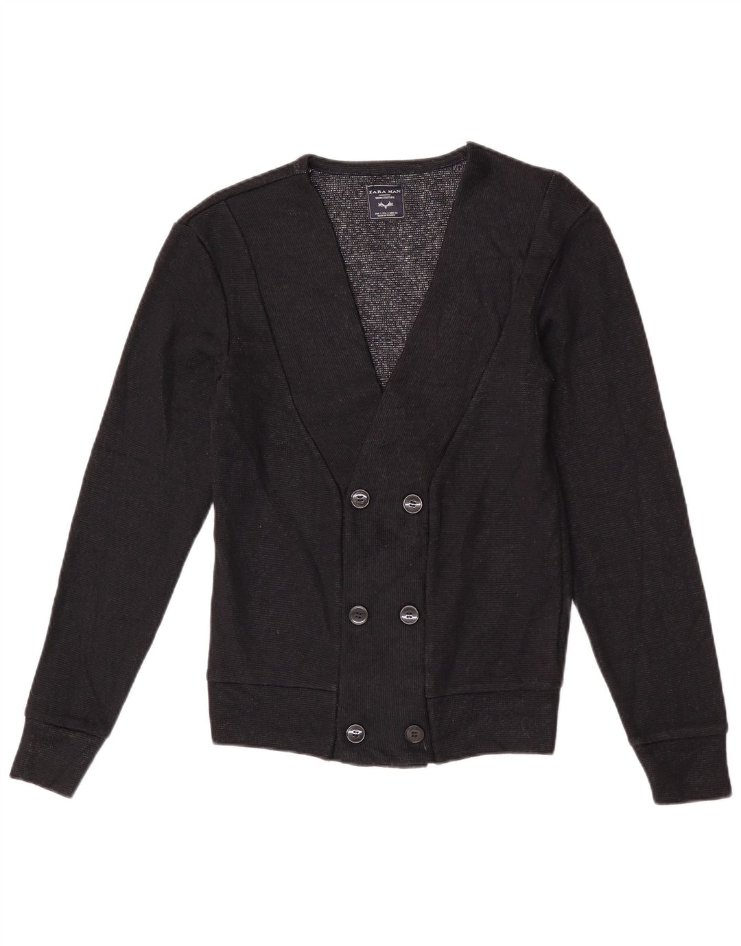 Suéter cardigã masculino Zara com peito duplo pequeno acrílico preto