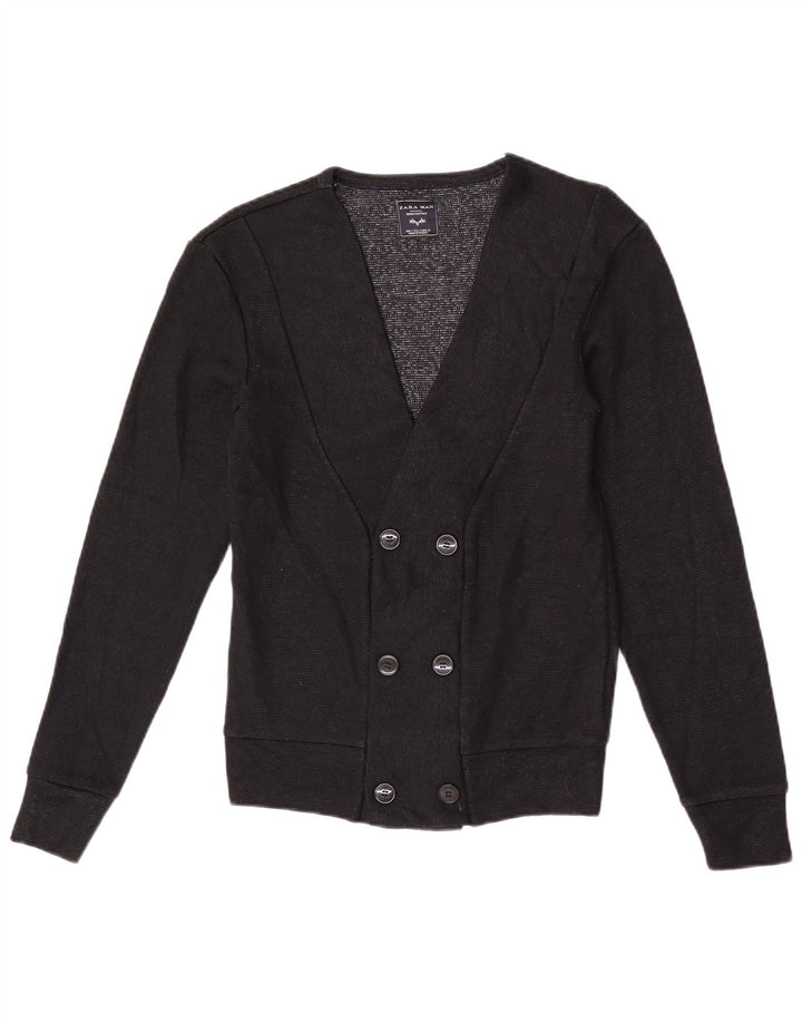 Suéter cardigã masculino Zara com peito duplo pequeno acrílico preto