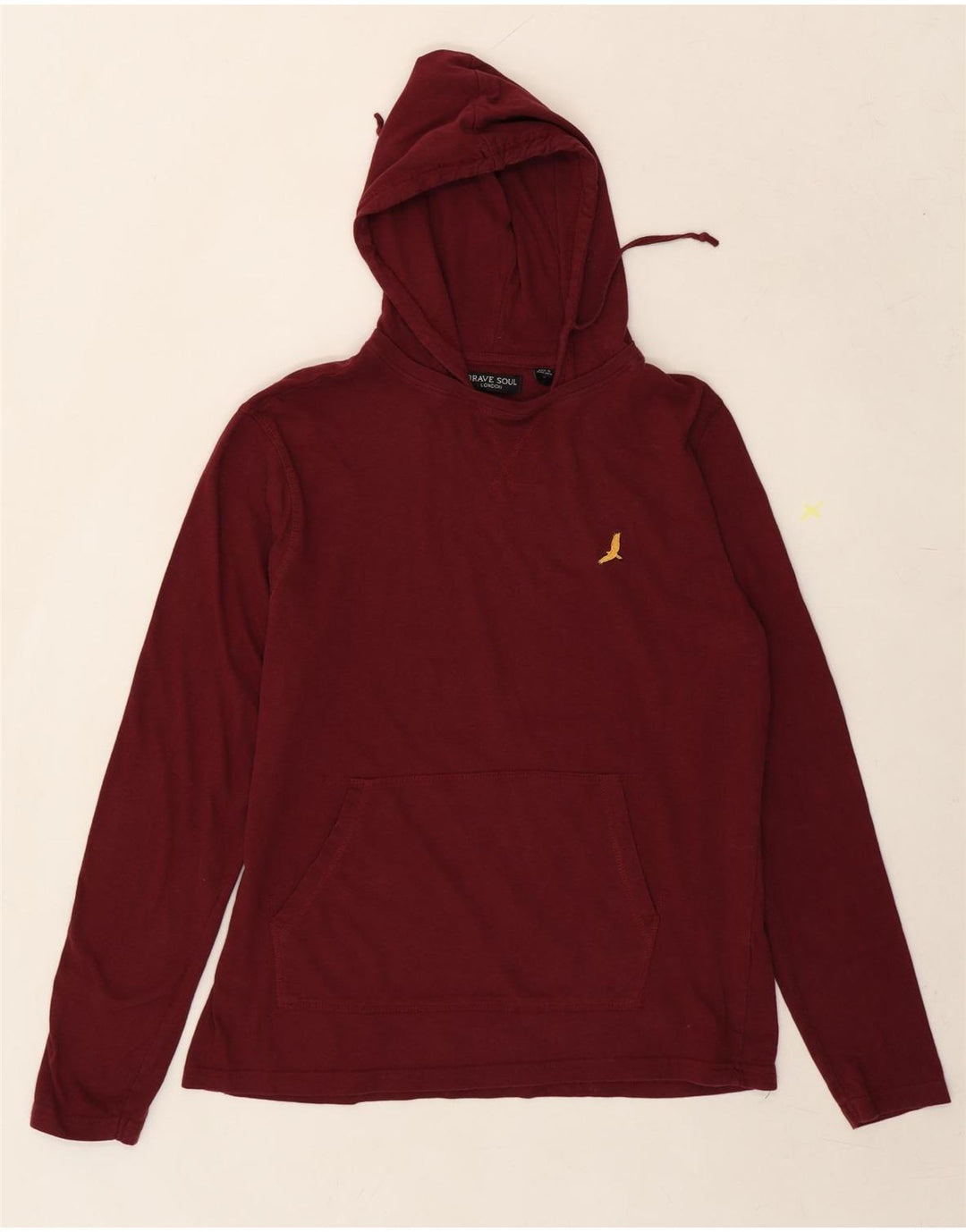 BRAVE SOUL Mens Hoodie Jumper  Small Burgundy Cotton Vintage Brave Soul and Second-Hand Brave Soul from Messina Hembry 