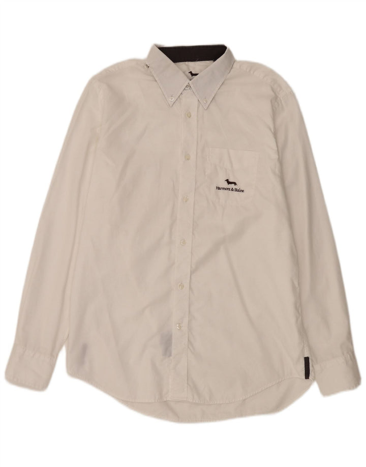 Camisa masculina Harmont & Blaine Regular Fit grande algodão branco