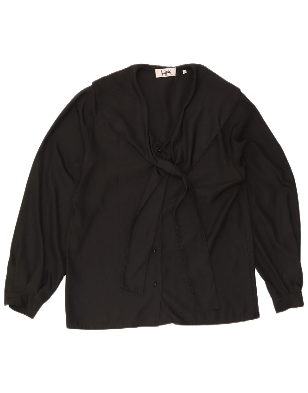Blusa feminina Mirella com gravata frontal IT 42 poliéster preto médio