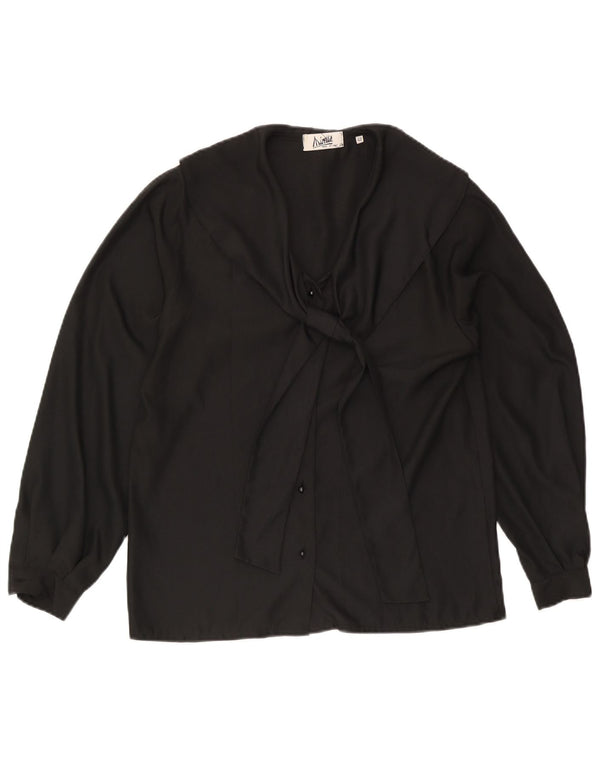 Blusa feminina Mirella com gravata frontal IT 42 poliéster preto médio
