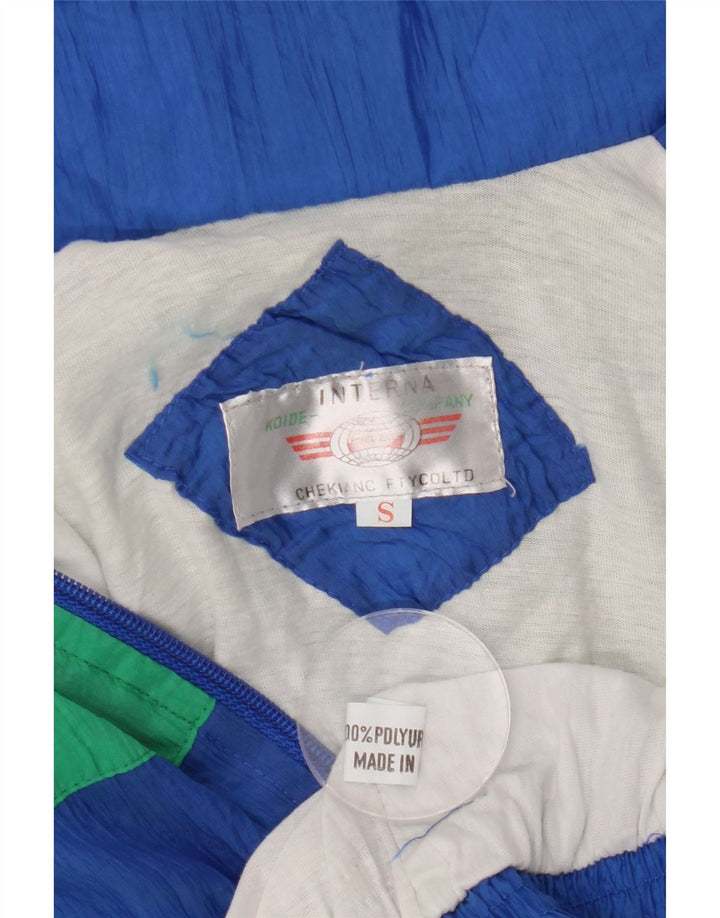 Jaqueta superior de agasalho masculino vintage pequeno azul colorblock poliuretano retrô