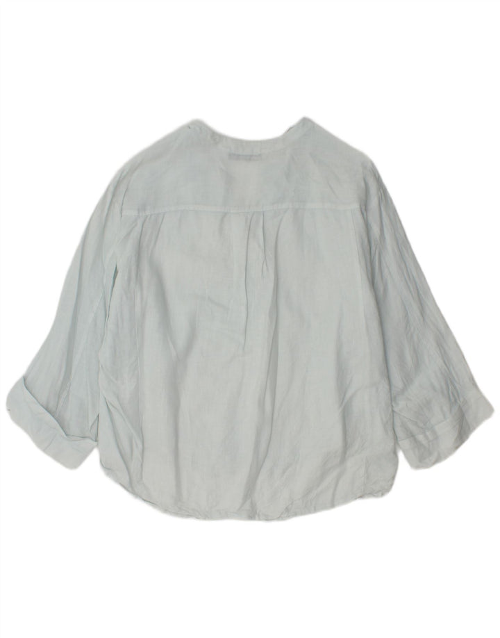 Zara Blusa feminina oversized manga 3/4 Top Reino Unido 6 XS Azul