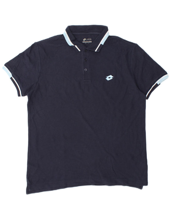 Camisa polo masculina LOTTO Life's grande algodão azul marinho