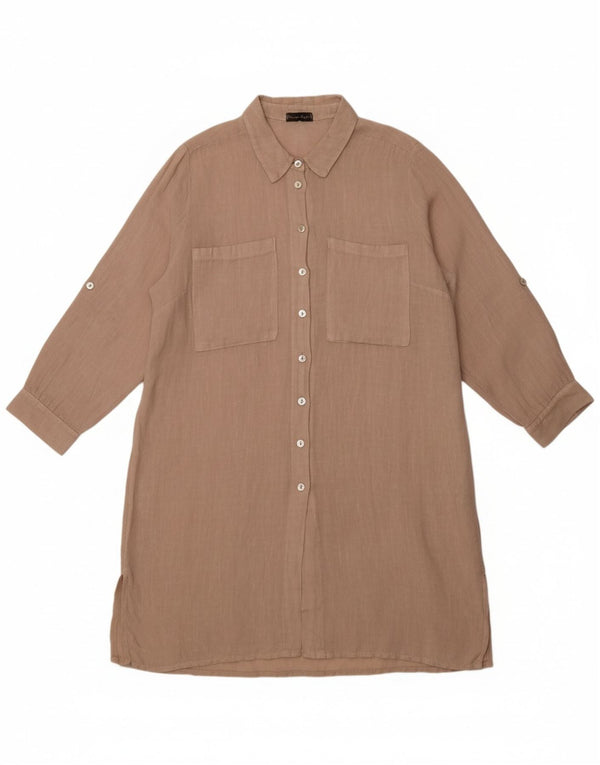 FASE EIGHT Vestido camisa feminino de manga comprida oversized Reino Unido 20 2XL bege