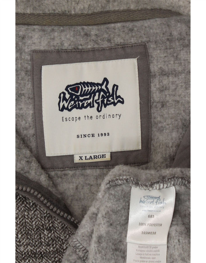Weird Fish Mens Zip Neck Moletom Jumper XL Cinzento Poliéster Flecked