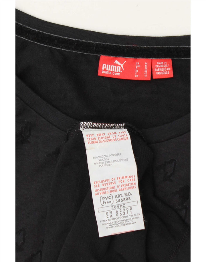 Puma feminino transparente top UK 12 médio azul marinho viscose geométrica