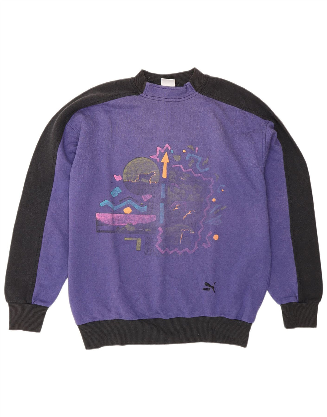Puma moletom gráfico masculino jumper grande bloco colorido roxo