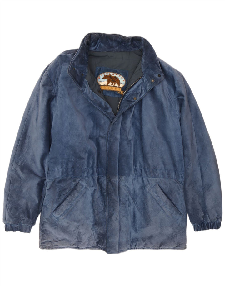 Jaqueta masculina vintage de camurça IT 50 grande azul modal