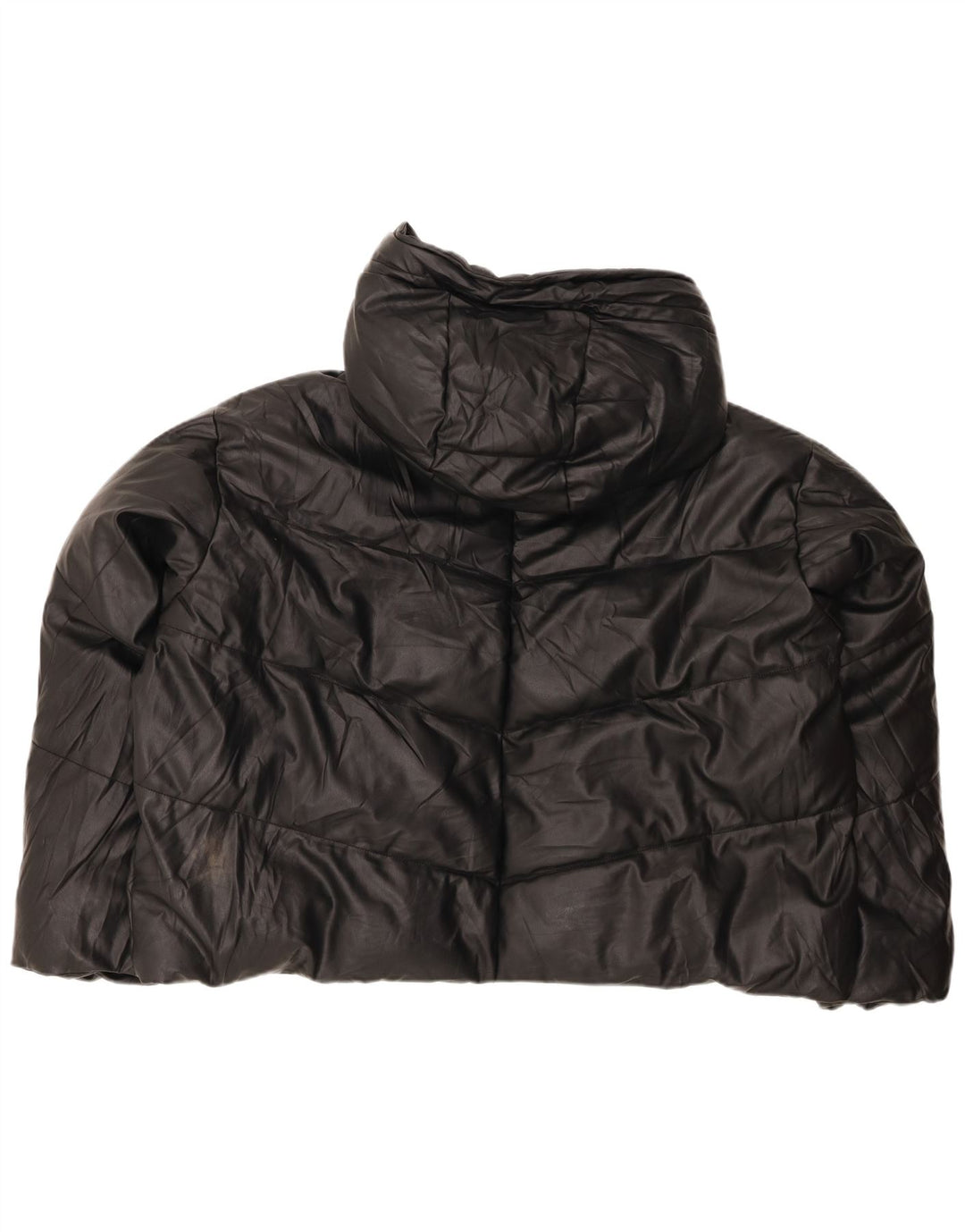 Jaqueta feminina acolchoada com capuz e capuz Zara UK 20 2XL poliuretano preto