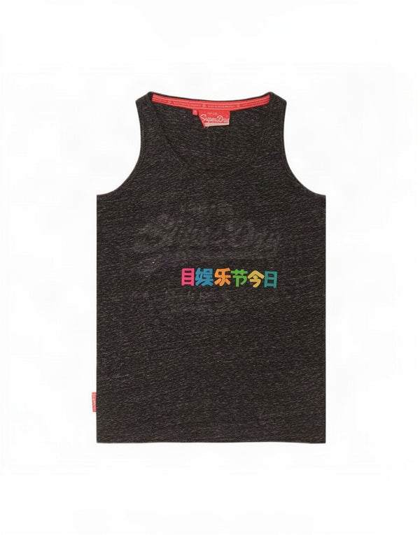 Colete gráfico feminino Superdry Top UK 10 poliéster manchado cinza pequeno