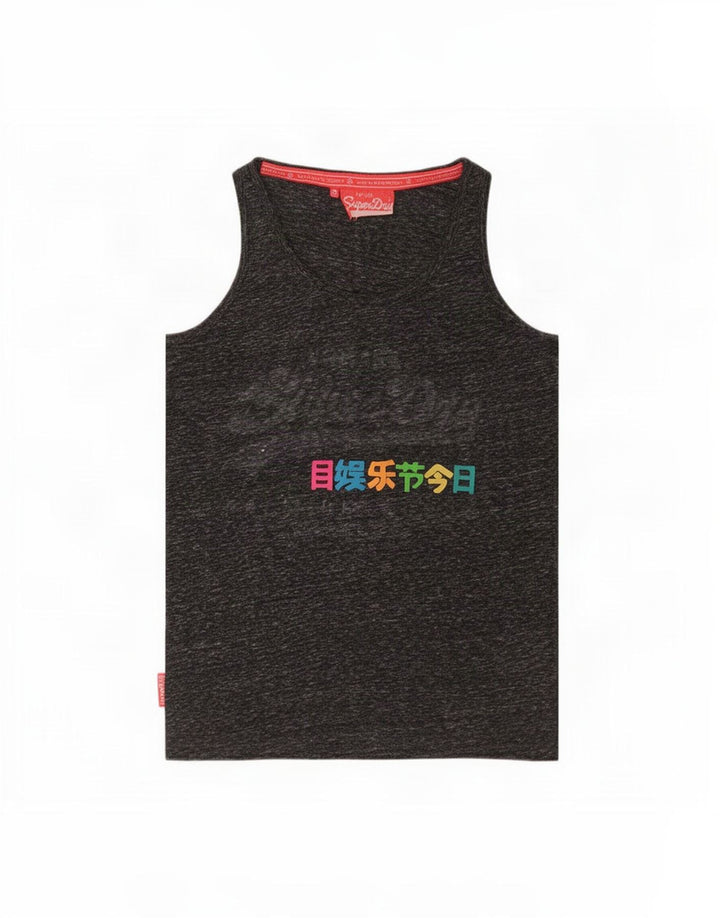 Colete gráfico feminino Superdry Top UK 10 poliéster manchado cinza pequeno