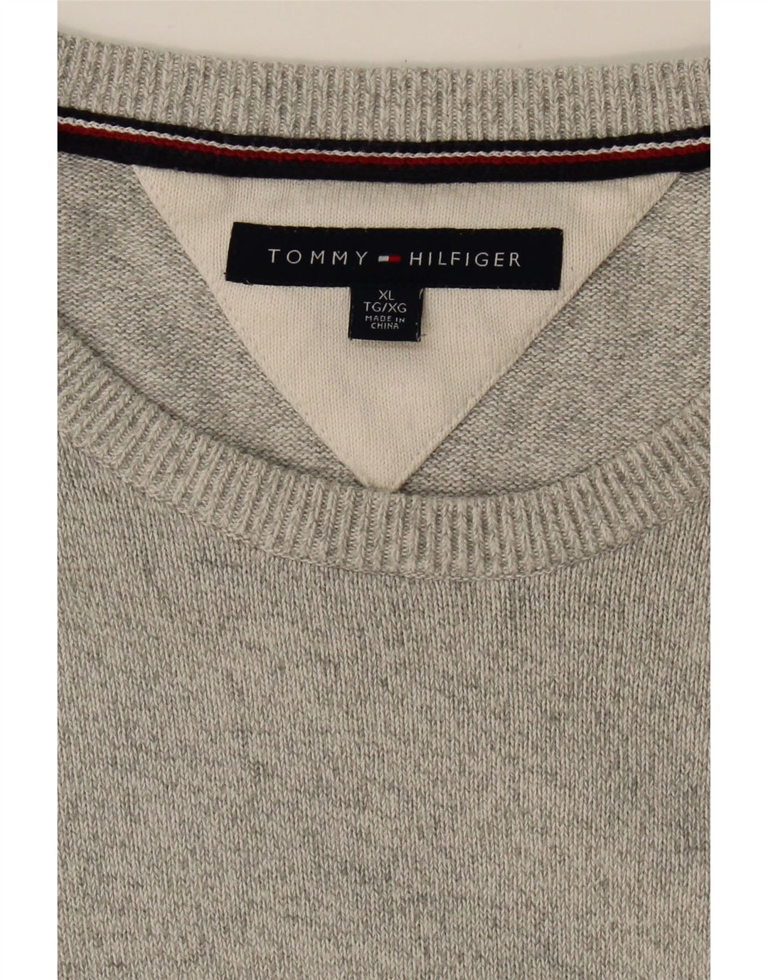 TOMMY HILFIGER Mens Crew Neck Jumper Sweater XL Grey Cotton Vintage Tommy Hilfiger and Second-Hand Tommy Hilfiger from Messina Hembry 