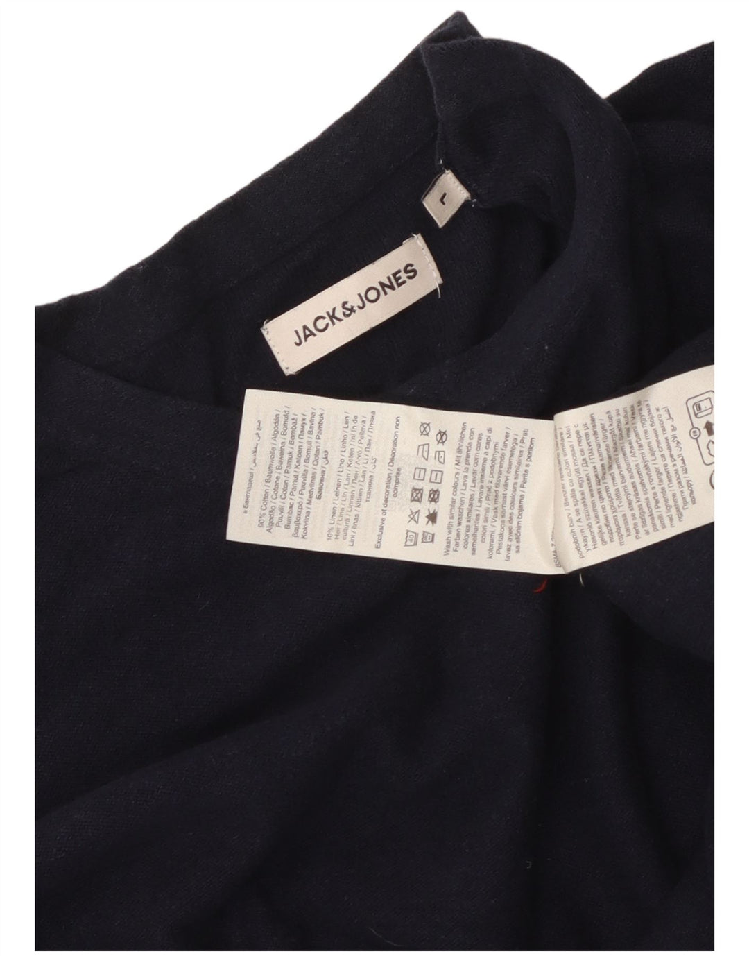 Jack & Jones Camiseta masculina de manga comprida grande algodão azul marinho