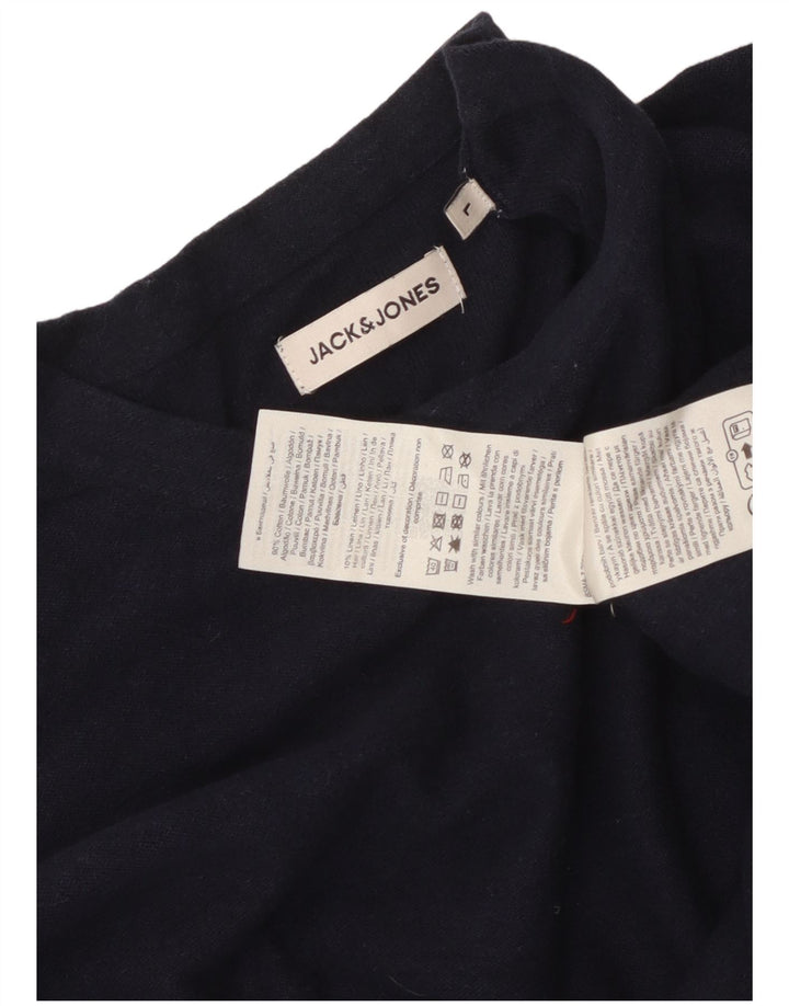 Jack & Jones Camiseta masculina de manga comprida grande algodão azul marinho