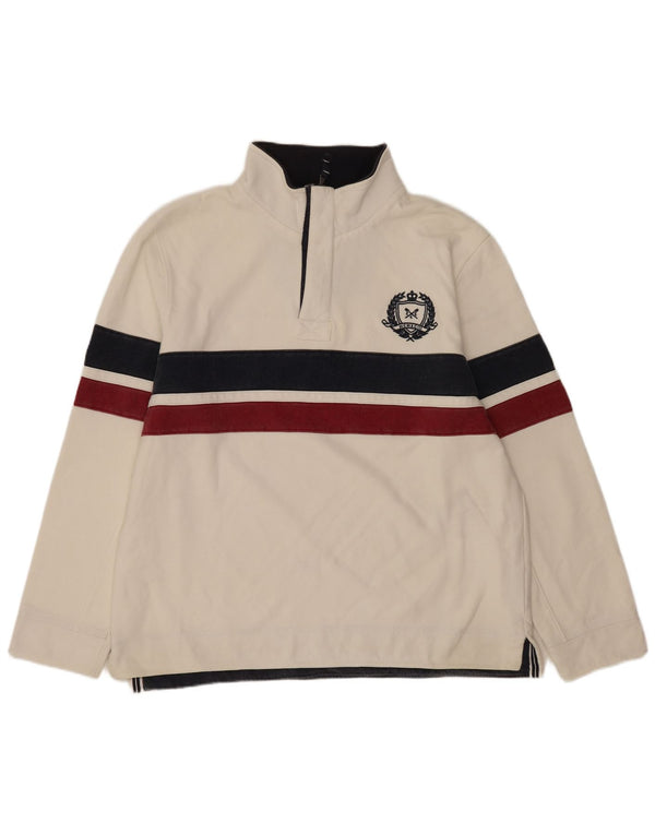 Crew Clothing Mens Gráfico Zip Neck Moletom Jumper 3XL Listrado Branco