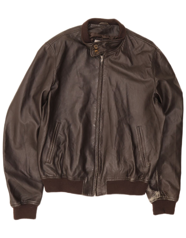 Jaqueta de couro masculina vintage UK 42 XL marrom