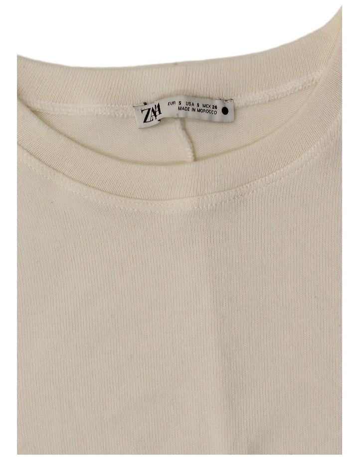 Vestido maxi jumper feminino Zara Reino Unido 10 pequeno branco