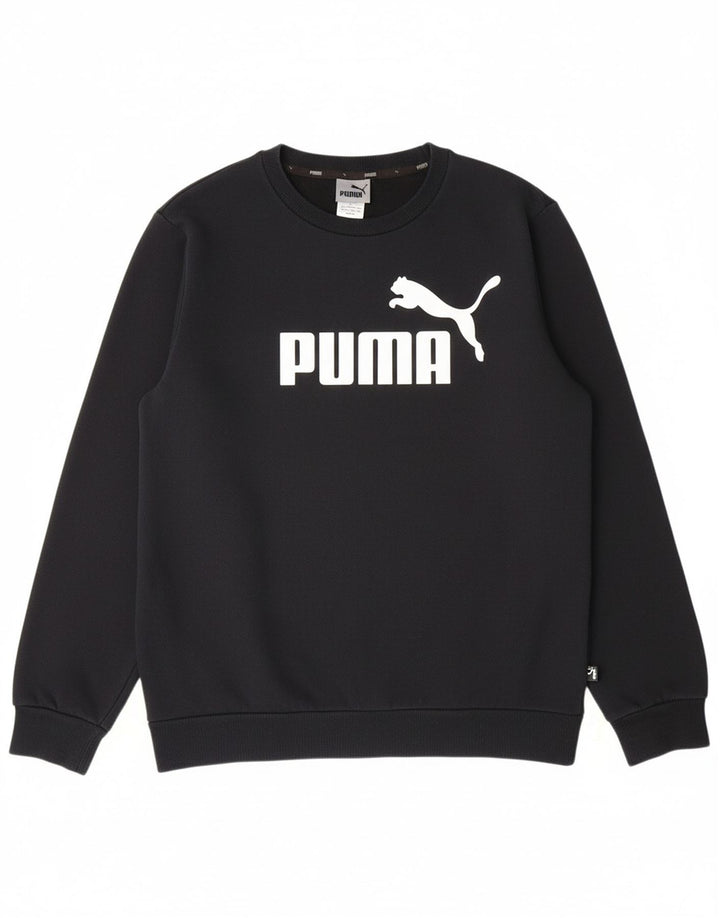 PUMA Mens Graphic Moletom Jumper Médio Algodão Preto