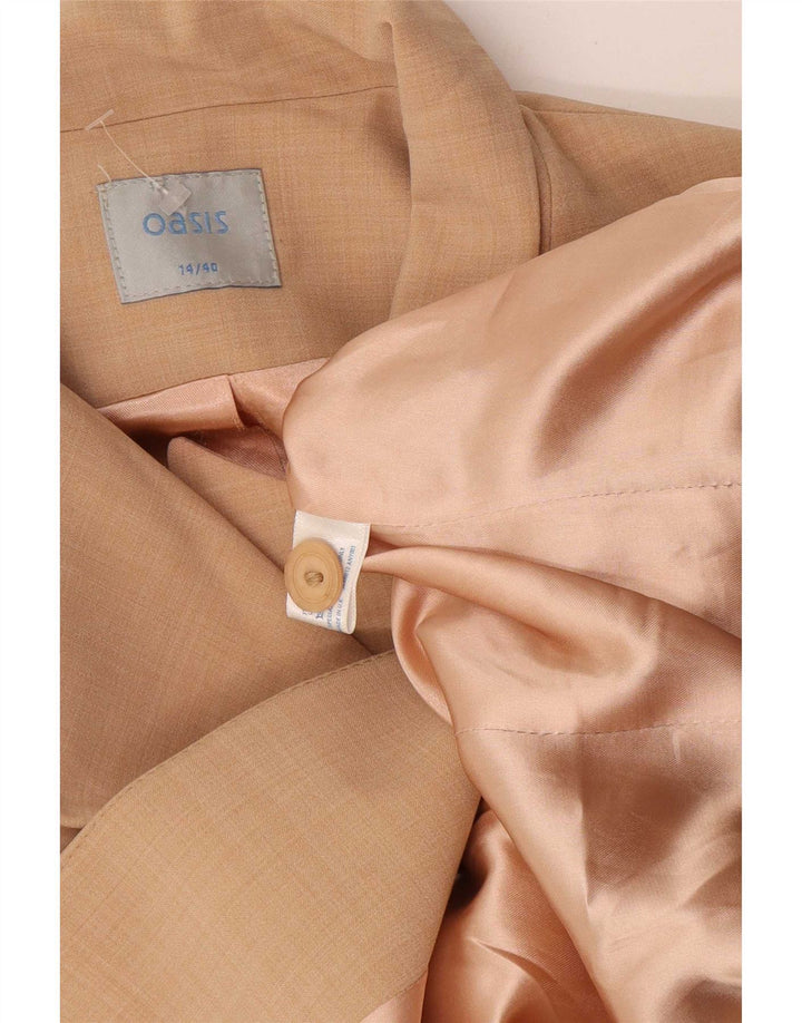 Jaqueta blazer feminina Oasis com 1 botão Reino Unido 14 poliéster bege médio