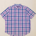 Camisa masculina de manga curta Chaps Easy Care 2XL algodão guingão azul