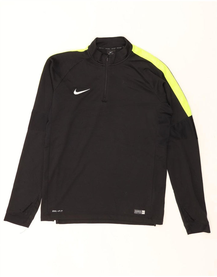 Nike Mens Dri Fit Zip Neck Pullover Treino Top Médio Preto Colourblock