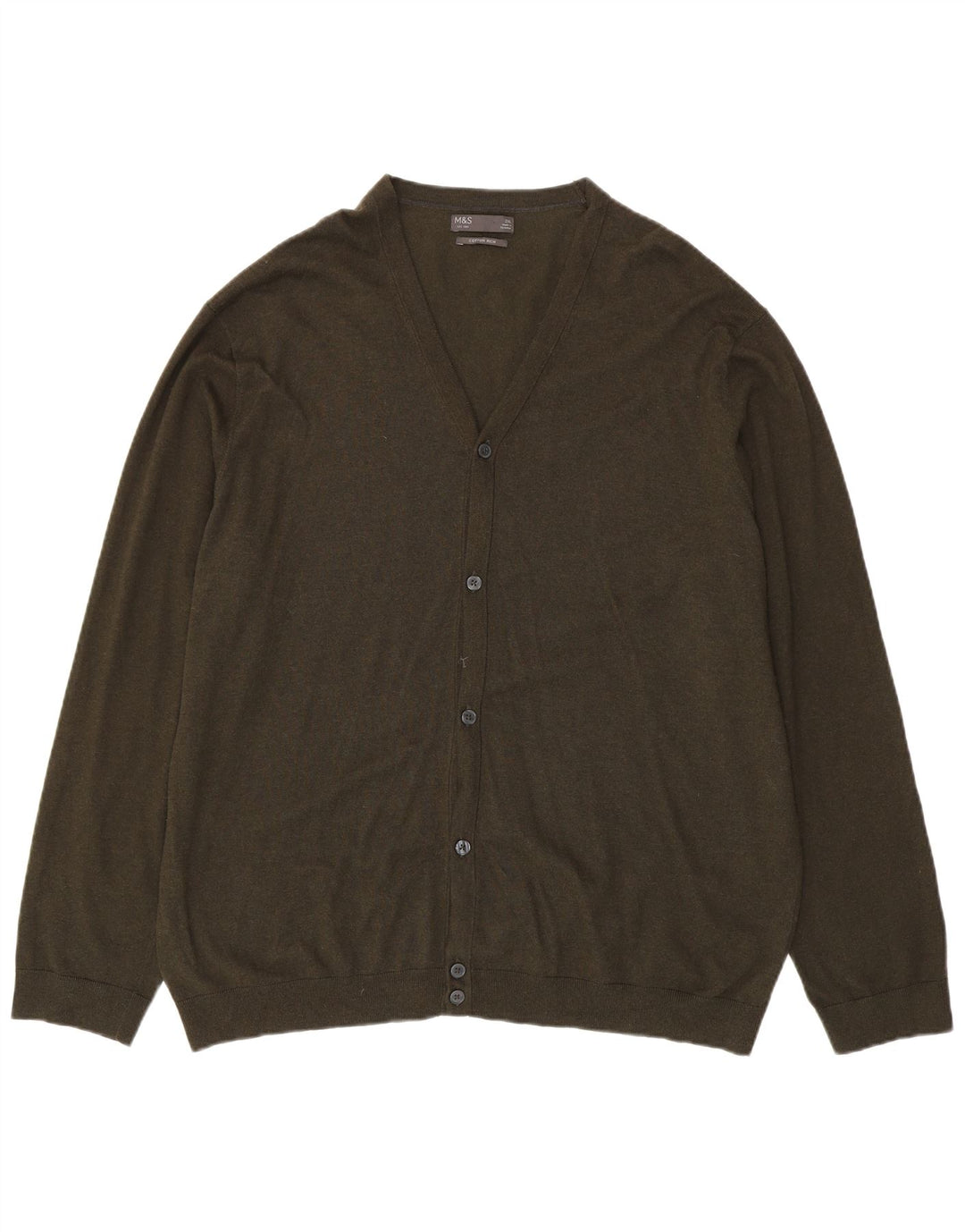 Suéter cardigã masculino Marks & Spencer 2XL algodão cáqui